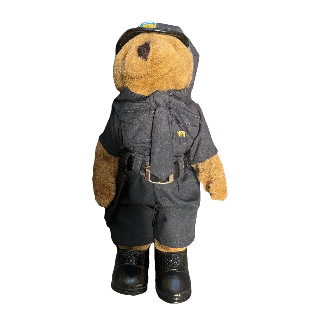 NY Teddy American Hero Police Officer Bear 1999 J. Fan Plush w/ Tags NOS 10”